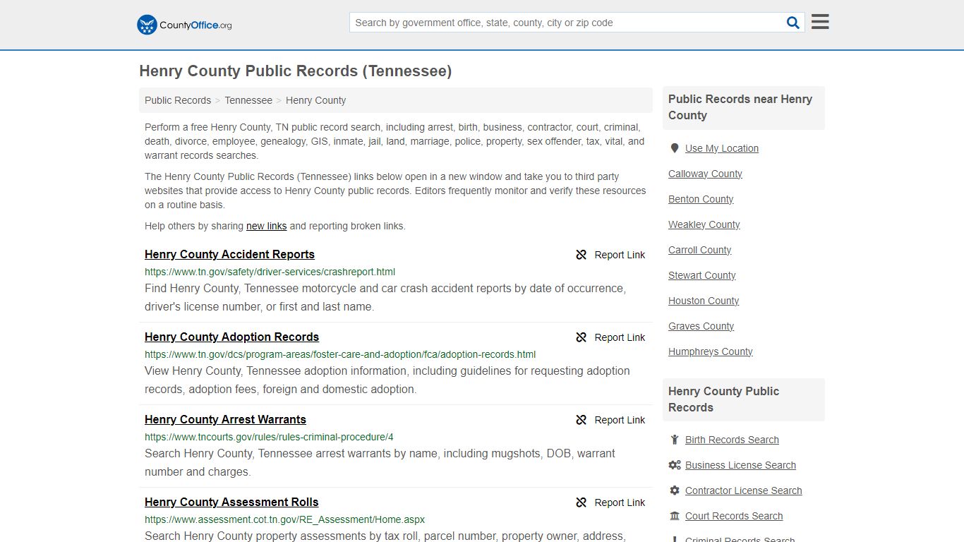 Public Records - Henry County, TN (Business, Criminal, GIS, Property ...