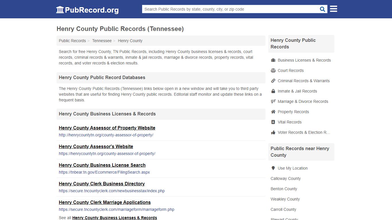 Free Henry County Public Records (Tennessee Public Records) - PubRecord.org