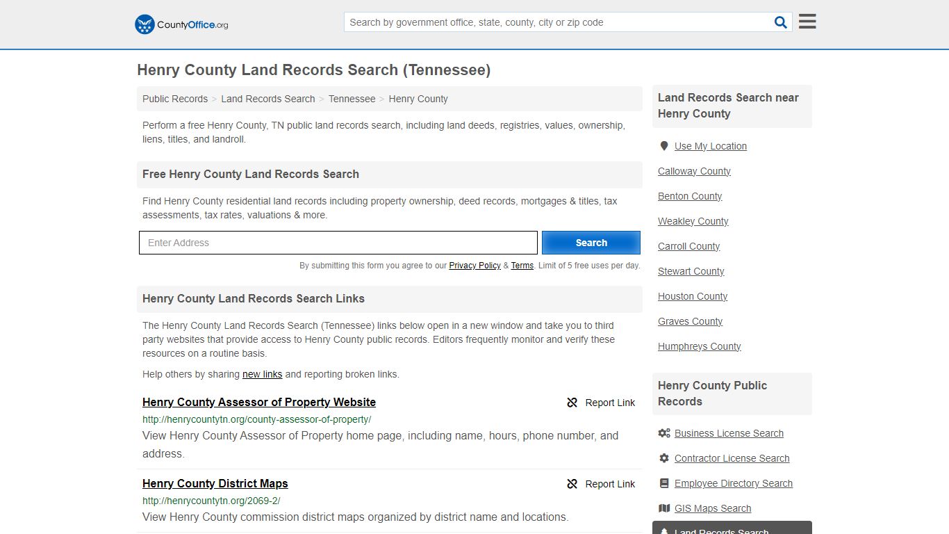 Henry County Land Records Search (Tennessee) - County Office